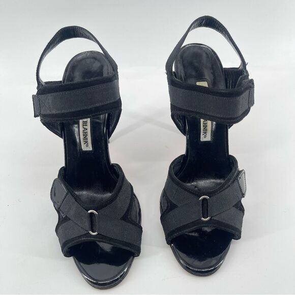 Manolo Blahnik Black Suede Slingback Sandals 7.5 Neiman Marcus Exclusive - Picture 3 of 17